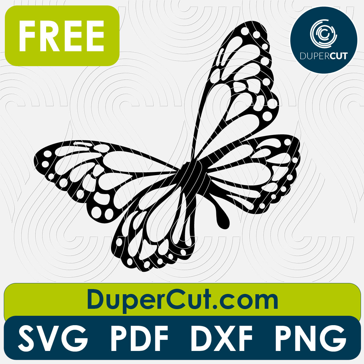 Butterfly, FREE cutting template SVG PNG DXF files for Glowforge, Cricut, Silhouette, CNC laser router by DuperCut.com