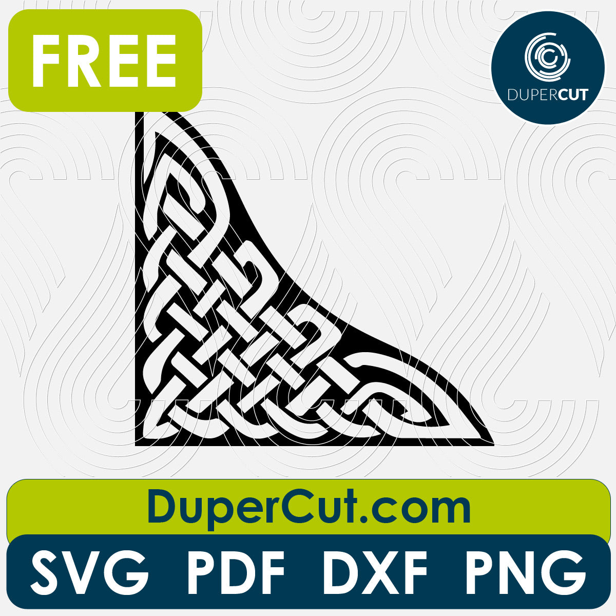 Celtic knot border design, FREE cutting template SVG PNG DXF files for Glowforge, Cricut, Silhouette, CNC laser router by DuperCut.com
