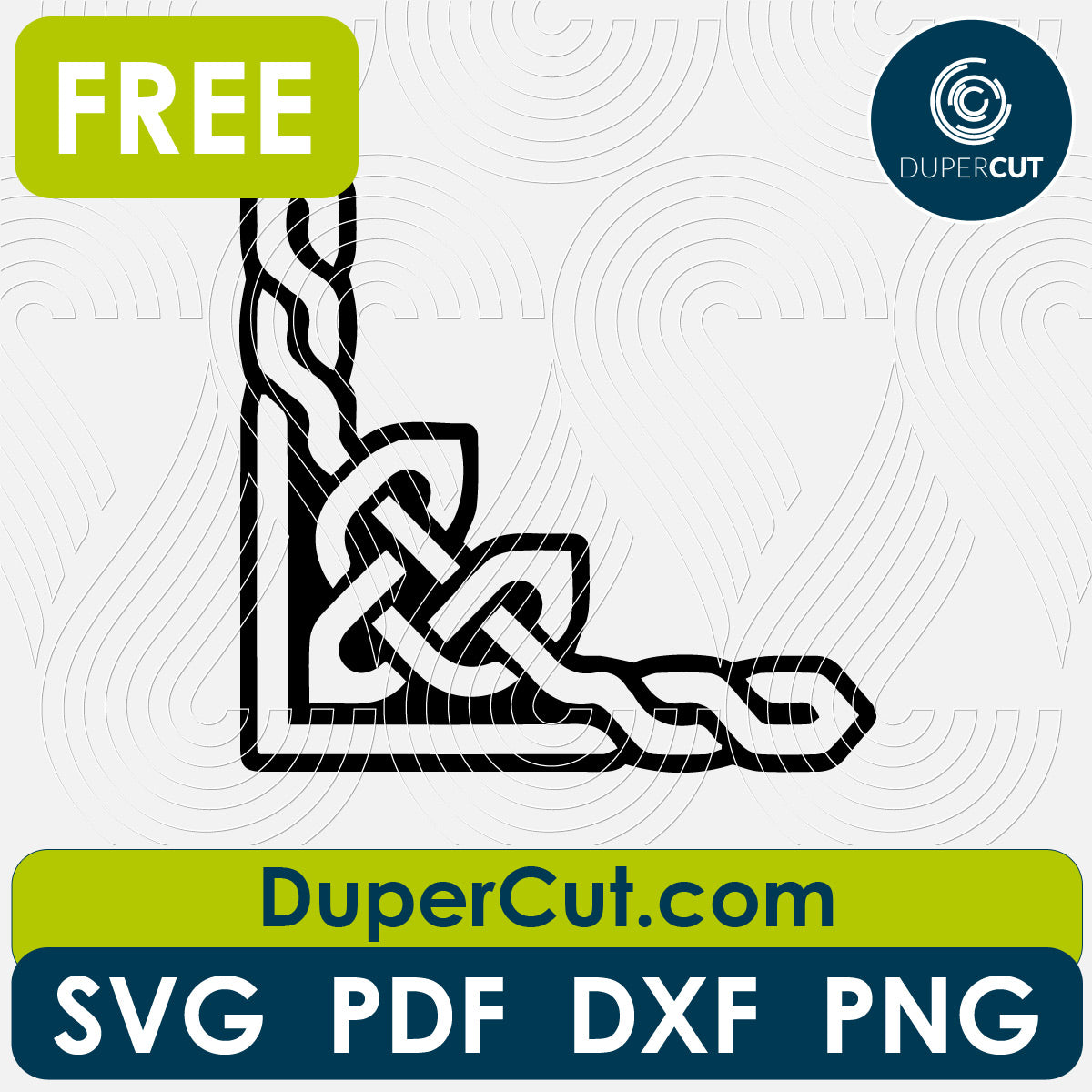 Celtic knot corner design, FREE cutting template SVG PNG DXF files for Glowforge, Cricut, Silhouette, CNC laser router by DuperCut.com