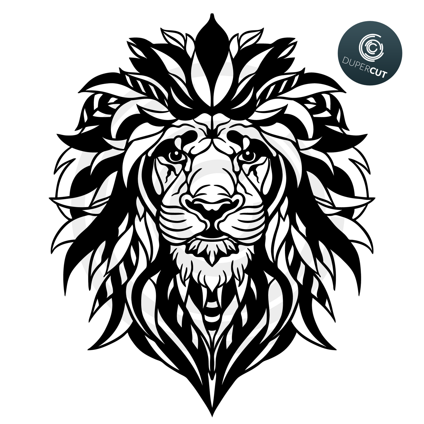 Decorative lion, black and white tatto style simple art.SVG PNG DXF files Paper cutting template for personal or commercial use. Vinyl template cutting files for Cricut, Glowforge, Silhouette, CNC
