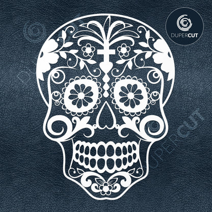Mexican sugar skull, day of the dead  template - SVG DXF PNG files for Cricut, Glowforge, Silhouette Cameo, CNC Machines