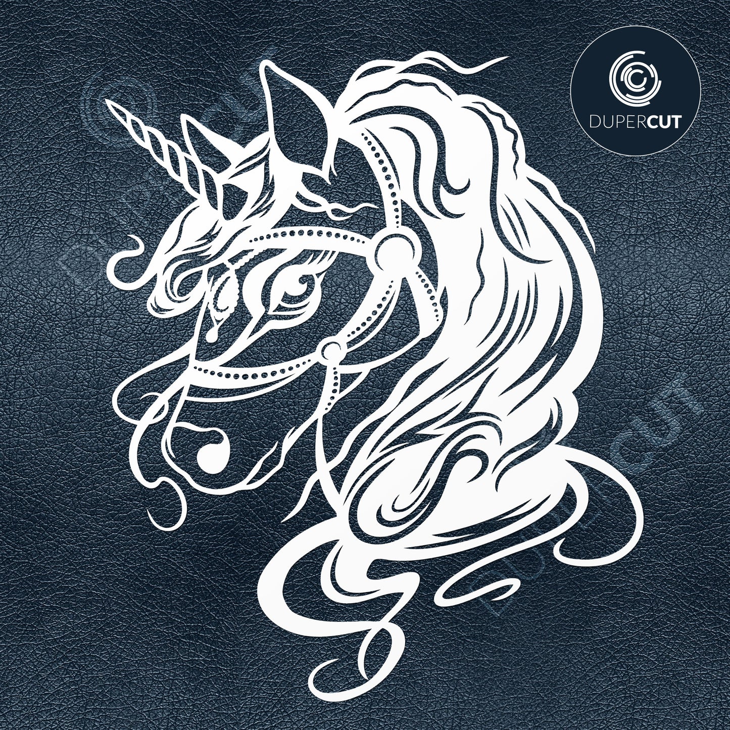 SVG PNG DXF Unicorn line art illustration - paper cutting template, print on demand files, for Cricut, Grlowforge, Silhouette