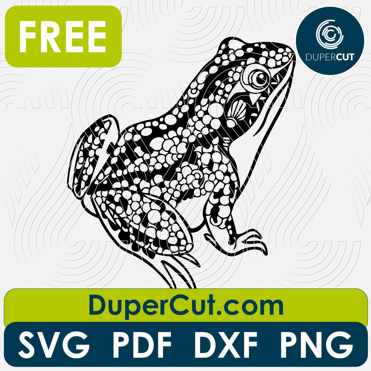 Frog toad free cutting template SVG PNG DXF files for Glowforge, Cricut, Silhouette, CNC laser router by DuperCut.com