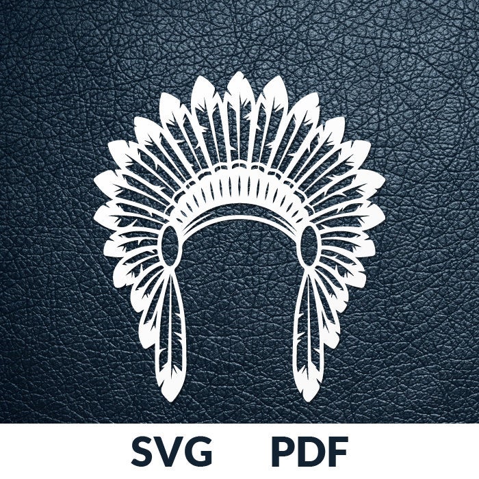 Paper cutting template - Indian Indiginous Headdress, front view - SVG PNG DXF files for cutting machines: Cricut, Silhouette Cameo, Glowforge, CNC