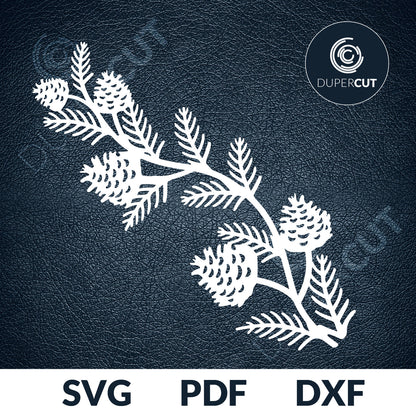 Papercutting Template - Pine cone branch