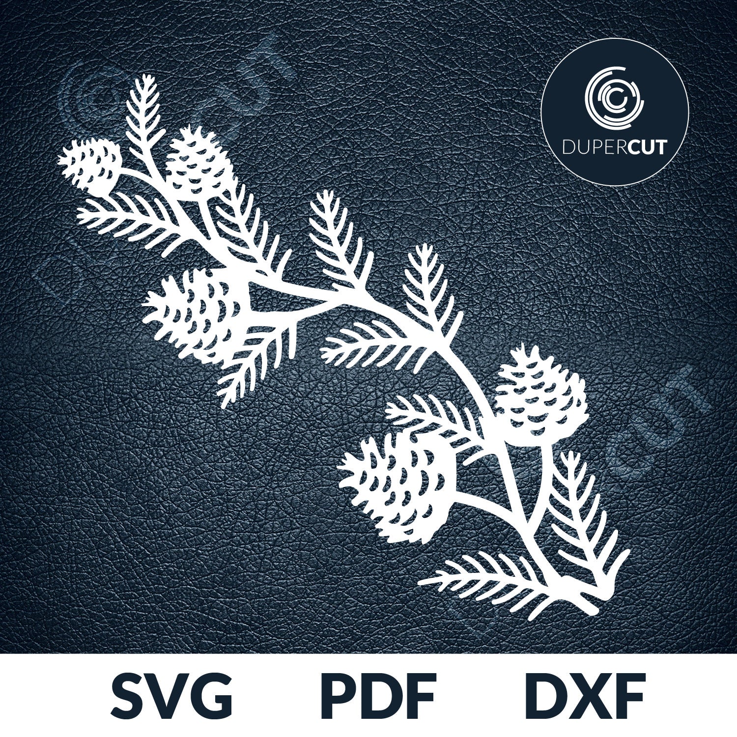 Papercutting Template - Pine cone branch
