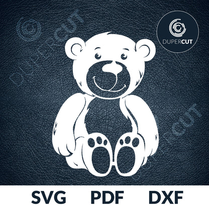 SVG PNG DXF teddy bear, DIY nursery decor - paper cutting template, print on demand files, for Cricut, Grlowforge, Silhouette