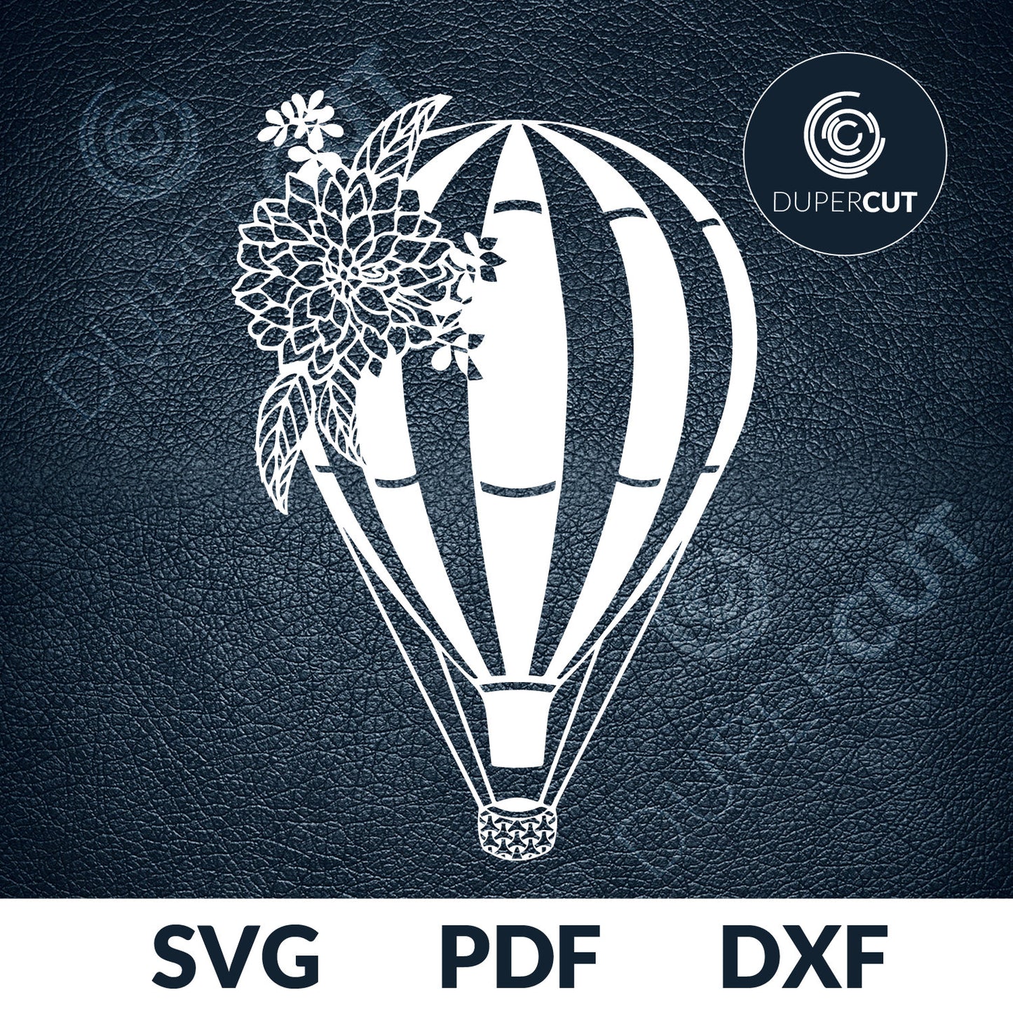 Paper cutting template - Hot Air Balloons with flowers, wedding decoration - SVG PNG DXF files for cutting machines: Cricut, Silhouette Cameo, Glowforge, CNC