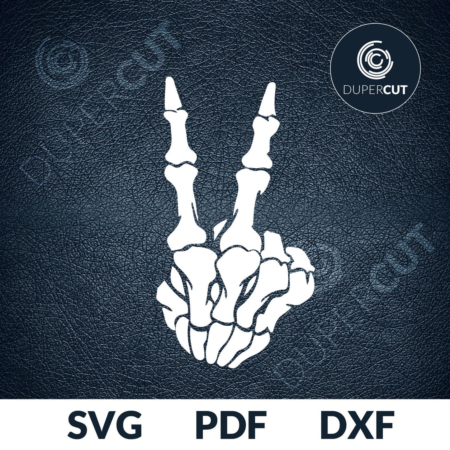 Skeleton hand peace sign stencil. SVG PNG DXF cutting files for Cricut, Silhouette, Glowforge, print on demand, sublimation templates