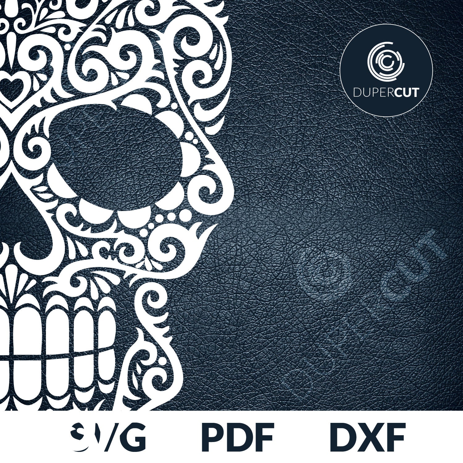 Detailed skull swirls. SVG PNG DXF cutting files for Cricut, Silhouette, Glowforge, print on demand, sublimation templates
