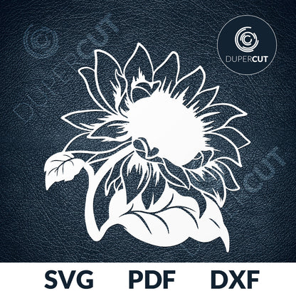 Sunflower silhouette, papercutting  template - SVG DXF PNG files for Cricut, Glowforge, Silhouette Cameo, CNC Machines