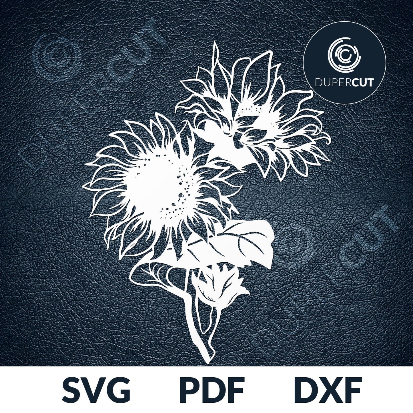 Sunflower bouquet vector line art, cutting  template - SVG DXF PNG files for Cricut, Glowforge, Silhouette Cameo, CNC Machines