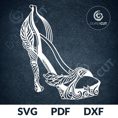 Paper cutting template - Decorative Ladies High Heels shoe - SVG PNG DXF files for cutting machines: Cricut, Silhouette Cameo, Glowforge, CNC