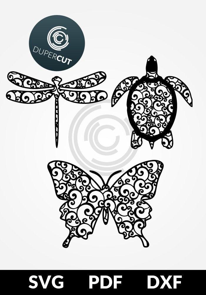 SVGs for Cricut - butterfly, dragonfly, turtle