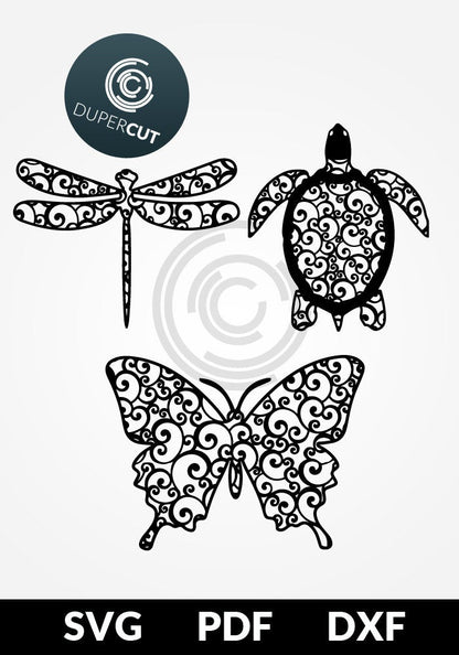 SVGs for Cricut - butterfly, dragonfly, turtle