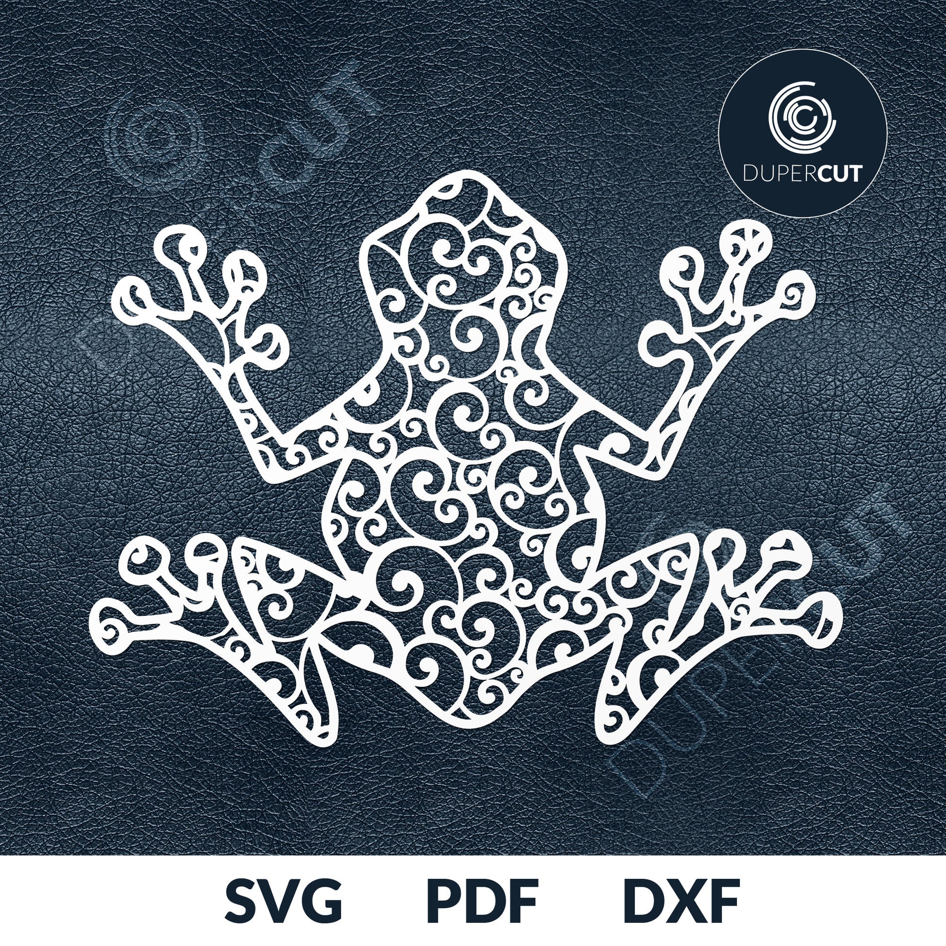 Paper cutting template - Decorative Frog, SVG DXF files