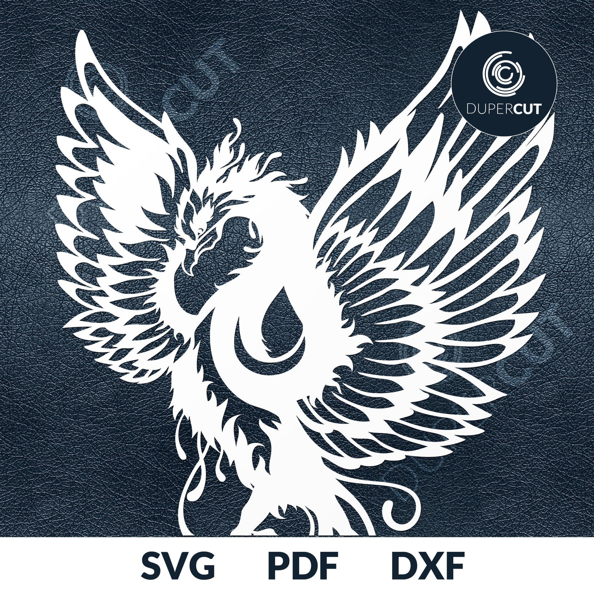 Phoenix cutting template for wood and vinyl  - SVG DXF JPEG files for CNC machines, laser cutting, Cricut, Silhouette Cameo, Glowforge engraving