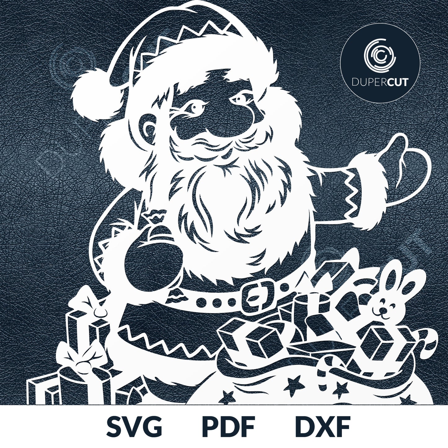 Santa with gifts, window decor. SVG PNG DXF cutting files for Cricut, Silhouette, Glowforge, print on demand, sublimation templates
