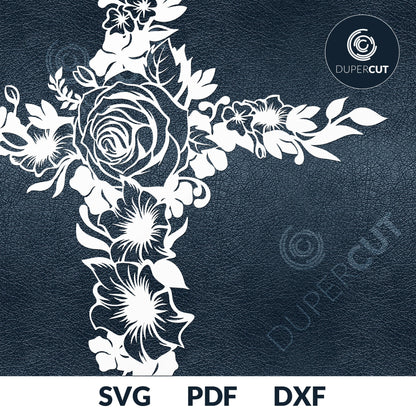 FLOWER CROSS - SVG / PDF / DXF