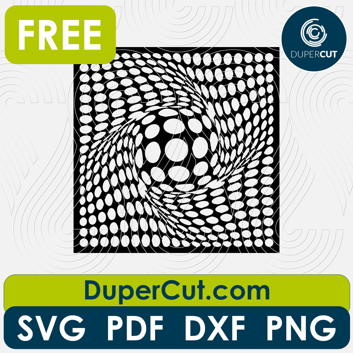 Optical illusion square pattern - free SVG PNG DXF vector files for laser and blade cutting machines. Glowforge, Cricut, Silhouette cameo templates by DuperCut.com