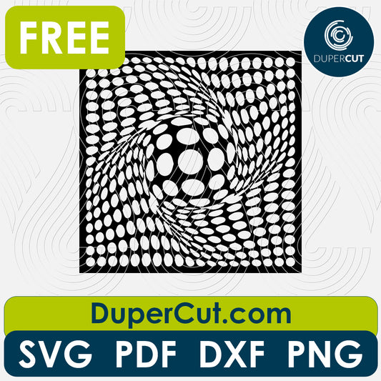 Optical illusion square pattern - free SVG PNG DXF vector files for laser and blade cutting machines. Glowforge, Cricut, Silhouette cameo templates by DuperCut.com