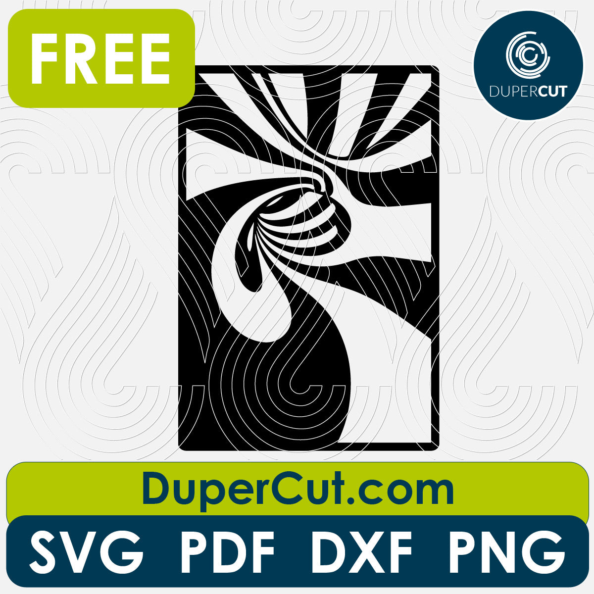 Optical illusion abstract black and white pattern - free SVG PNG DXF vector files for laser and blade cutting machines. Glowforge, Cricut, Silhouette cameo templates by DuperCut.com