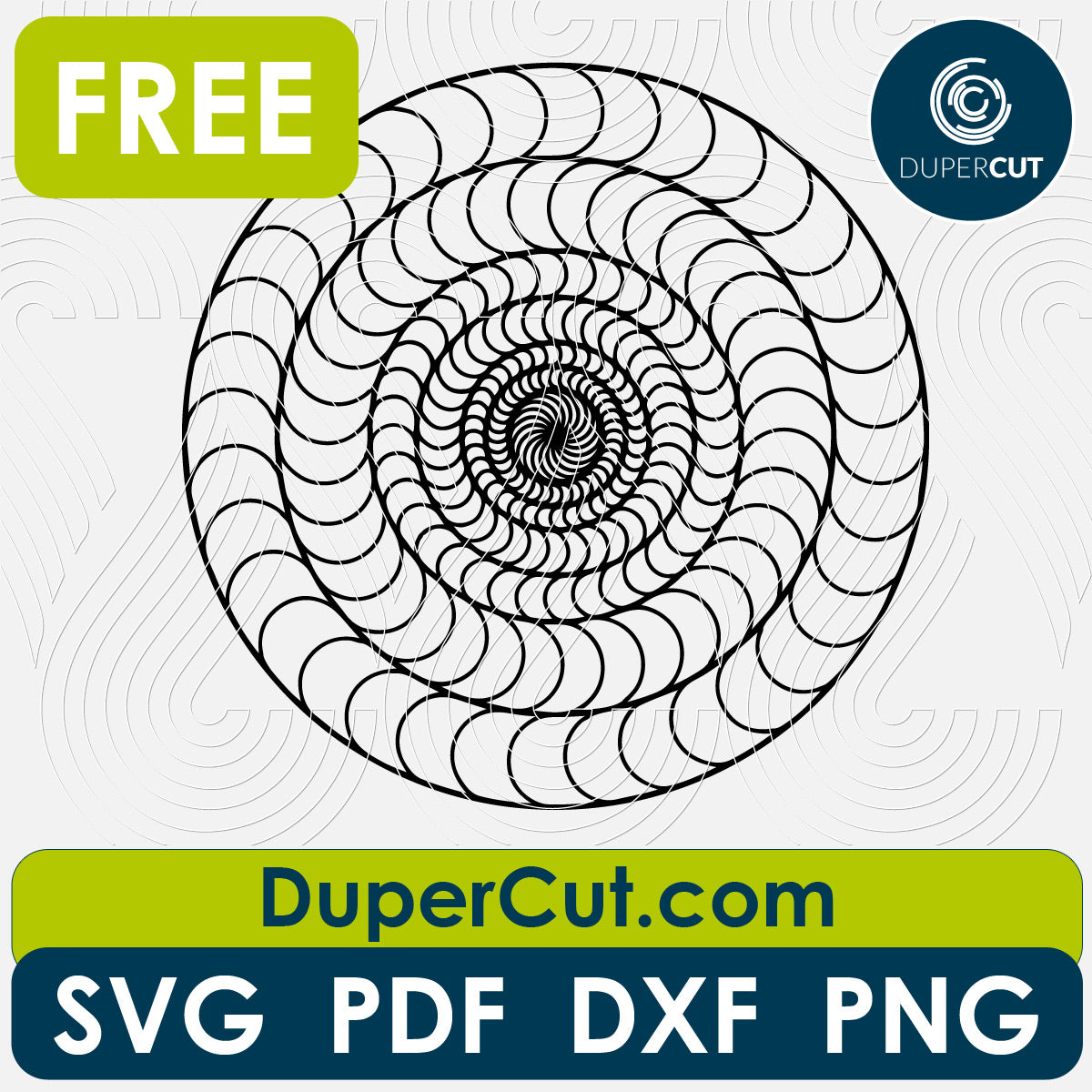 Optical illusion abstract black and white pattern - free SVG PNG DXF vector files for laser and blade cutting machines. Glowforge, Cricut, Silhouette cameo templates by DuperCut.com